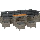 vidaXL Garten-Sofa-Set 10 stk. 9-Sitzanzahl Grau