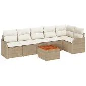 vidaXL Gartensofa-set 7 stk. Beige und Creme Poly-Rattan