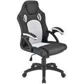 Juskys Racing Schreibtischstuhl Montreal (weiss) - Gaming Stuhl ergonomisch, höhenverstellbar & gepolstert, bis 120 kg - Bürostuhl Drehstuhl