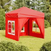 vidaXL Möbel Partyzelt Faltbar mit Seitenwänden Rot 2x2 m - Faltpavillon 93506
