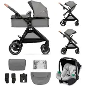 Kinderkraft ESME - multifunktionaler 3-in-1-Kinderwagen - bis 22 kg - Babywanne mit Belüftung - Travel System - große geländegängige Räder - Grau