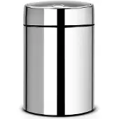 Brabantia Abfalleimer Slide Bin, 5 Liter, Stilvoller Abfallbehälter mit Gleitdeckel, Farbe: Brilliant Steel, mit Metalldeckel