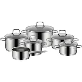 WMF Topf-Set "Astoria Induktion, Kochtopf Set mit Glasdeckel" Set, 2x Bratentopf mit Deckel, 3x Kochtopf mit Deckel, 1x Stielkasserolle, 11 Stk. tlg. Cromargan Edelstahl Rostfrei 18/10