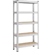 Songmics Standregal, Bücherregal, Lagerregal, 5 Ablagen, Küchenregal, Regal, 30 x 75 x 150 cm, bis 650 kg belastbar, verstellbare Ablagen GLR030E01