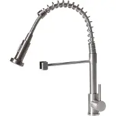 Beliani Moderne Küchenarmatur mit ausziehbarer Sprühbrause Federhebel Edelstahl matt schwenkbarer Auslauf silber