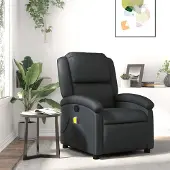 vidaXL CLORIS Aufstehsessel Massagesessel Schwarz Echtleder, 21,35 kg
