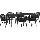 vidaXL Möbel 7-teiliges Garten-Ess-Set Schwarz Poly Rattan - Gartenstühle 3379350