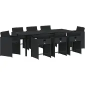 vidaXL Möbel 9-teiliges Garten-Essset mit Kissen Schwarz Poly Rattan - Gartenstühle 3379979