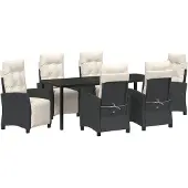 vidaXL 7-teiliges Garten-Dining-Set Schwarz Poly-Rattan, Gartenstühle DesignMöbel Neu