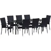 vidaXL Möbel 5-teiliges Garten-Essset Schwarz Poly-Rattan - Gartenstühle 3379407