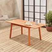 Sweeek - Holz-Gartentisch mit Verlängerung 120-180cm - Holzfarben
