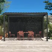 Sweeek - Pergola mit Lamellendach Triomphe 3x4m mit 1 Markise 4m - Anthrazit