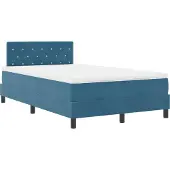 vidaXL LED Boxspringbett mit Kopfteil Dunkelblau 120 x 190 cm Samt
