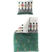 TRAUMSCHLAF Biber Bettwäsche Nussknacker jade 135x200 cm + 80x80 cm
