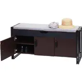 Mendler Schuhkommode mit Sitzmöglichkeit MCW-A27, Kommode Bank mit Kissen, 53x110x30cm 3D-Struktur Metall dunkelbraun