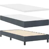 vidaXL LED Boxspringbett mit Matratze Dunkelgrau 100 x 200 cm Samt