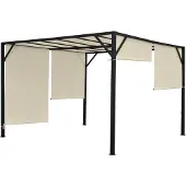 Mendler Pergola Baia, Garten Pavillon Terrassenüberdachung, stabiles 6cm-Stahl-Gestell + Schiebedach 3x3m