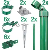 Alberts Zaunanschluss-Set | grün | mit Einschlagbodenhülsen | Torpfosten-Ø: 76 mm | Zaunhöhe: 2000 mm