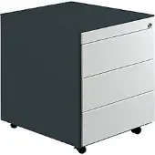 Mauser Schubladenrollcontainer, HxT 570x600mm, Stahlpl., 3 Schubl.,anthrazit/lichtgrau