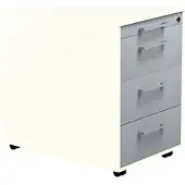 Mauser Schubladencontainer auf Rollen, 570x600, 3 Schubl., reinweiß/alusilber