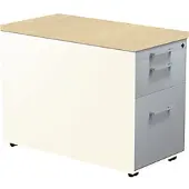 Mauser Schubladencontainer auf Rollen, 579x800mm, 1 Materialschub, reinweiß/alu/Ahorn