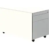 Mauser Schubladencontainer mit Rollen, 520x800, 1 Materialschub, 1 Hängereg, weiß/alu