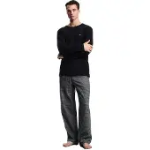 Emporio Armani für Herren. EM000614_AF14998 Pyjama mit schwarzem Allover-Motiv (XL), Heimtextilien, Baumwolle, Langarm