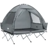 SoBuy OGS32-II-L-HG Feldbett mit Zelt 2 Personen 4in1 Zelt auf Stelzen mit Rolltasche Wasserdichtes Campingbett ohne Matratze Angelzelt bis 180 kg