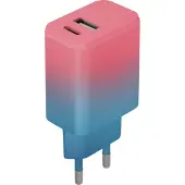 Setty USB + USB-C 20W Wandladegerät Pink Blau Schnellladefunktion Leistungsstark