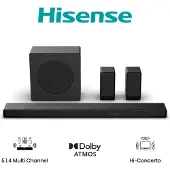 Hisense 5.1.4 CH Soundbar, 600 W, 5.1.4 Kanäle, 600 W, DTS:X, Dolby Atmos, 280 W, 20000 Hz, Kabellos