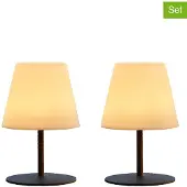 Lumisky 2er-Pack kabellose Tischleuchten – – TWINS – Höhe 16 cm – Grauer Stahlsockel – Warmweißes und weißes LED-Licht