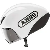 ABUS Zeitfahrhelm GameChanger TT 1.1 - aerodynamischer Fahrradhelm für sportliches Fahren - Triathlon, Zeitfahren und Bahnradfahren - für Damen und Herren - Weiß, Größe S (51-55 cm)