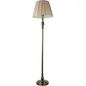 Licht-Erlebnisse Stehleuchte Metall Stoff 164 cm hoch in Messing Antik Braun E27 rund Klassisch