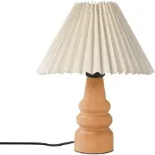 Opviq , Hochwertige Tischlampe mit Holzgehäuse, Ø22 h:14 cm, Höhe: 32 cm, Kabel: 150 cm, E27 Fassung, max. 40 W, Creme und Eiche, skandinavisches Design, IP20.