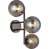 Globo Lighting Wandleuchte Metall schwarz-chrom, Glaskugeln rauchfarben, LxBxH: 360x280x250mm, exkl. 3x G9 LED 4W 230V