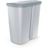 Prosperplast Abfallbehälter COMPACTA Q DUO, 45 l Asche mit hellgrauem Deckel