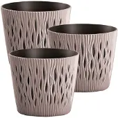 Wellhome Sandfarbener Runder Plastiktopf 22.5x19.2 Cm 3 Einheiten