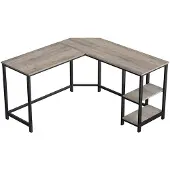 CALICOSY - Rechtwinkliger Eckschreibtisch mit 2-stufigem Regal im Industrial-Stil