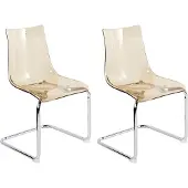 Beliani Esszimmerstuhl 2er Set Transparent Orange aus Kunststoff Freischwinger Durchsichtig Modernes Design Plastikstühle Esszimmer Küche