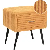 Beliani Nachttisch Orange Cord 38x46x49 cm mit Metallgestell Schwarz 1 Schublade Rechteckig Aufbewahrung Modern Glamourös Möbel für Schlafzimmer