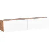 Beliani TV-Möbel Weiß u. Braun Faserplatte 140 cm Hängend 2 Türen Holzoptik Schmal ModernTV-Hängeschrank Fernsehschrank TV-Lowboard Wohnzimmer