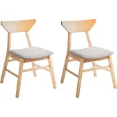 Beliani Esstischstuhl 2er Set Hellbraun und Taupe Polyester Gummi Holz Rückenlehne und Rahmen Gepolsterter Sitz Esszimmer Küche