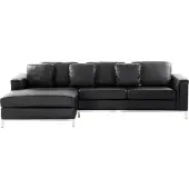 Beliani Ecksofa Schwarz Echtleder L-Förmig Rechtsseitig Modern Wohnzimmer
