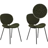Beliani Esszimmerstühle 2er Set Dunkelgrün aus Bouclé Schwarze Beine Modernes Retro Design für Esszimmer