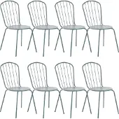 Beliani Gartenstuhl 8er Set Hellblau Metall Modern-Optik Gartenmöbel Terrasse Garten Patio