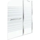 Beliani Badewannenaufsatz Silber Sicherheitsglas u. Aluminiumprofil 140 Hoch 100 cm Breit 2-Teilig mit Schwingtür Griff Festteil Modern für Badezimmer