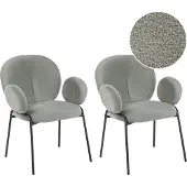 Beliani Esszimmerstuhl 2er Set Dunkelgrün aus Bouclé Stoff Gepolstert Rundes Design Eleganter Moderner Stil Stühle für Esszimmer Küche