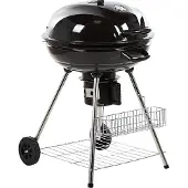 Beliani Holzkohle-Kugelgrill Schwarz Stahl Rollbar mit Thermometer und Aschebehälter 2 Grillroste Ablagen Garten BBQ Outdoor Ausstattung