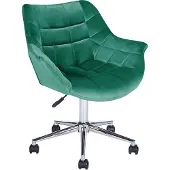 Beliani Bürostuhl Smaragdgrün Samt Gepolstert Gesteppt Höhenverstellbar Drehbar Bremsbare Rollen mit Armlehnen Modern Drehstuhl Büro Arbeitszimmer