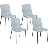 Beliani Esszimmerstühle 4er Set Hellblau aus Stoff Gepolstert mit Schwarzen Beinen Elegant Moderner Stil für Esszimmer